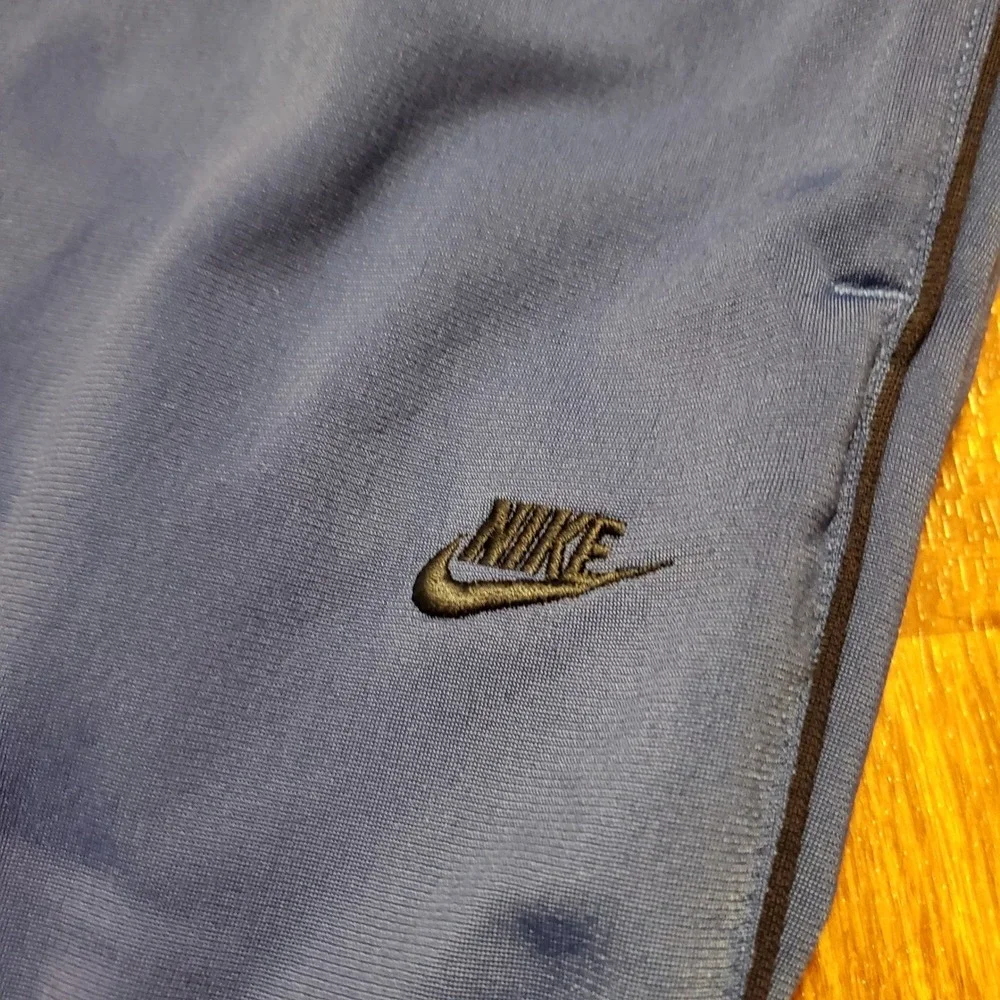 Vtg Nike Track Pants Men Medium Blue Side Stripe Ankle Zip Athletic Pockets Y2K